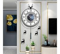 SaryEdge Wall Clock Modern Deer Art Metal Pendulum Wall Clock, Silent Non-Ticking Wall Clock for Living Room Decor, Wall Decoration Bedroom Office,70Cm A Wall Decor Clock-80cm B-One,70cm a-One Size