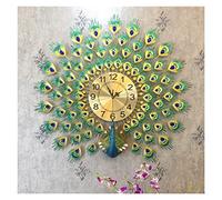 SaryEdge Wall Clock,Wall Mounted Luxury Peacock Modeling Artificial Crystal Diamond Silent Large Metal Living Room Home Art Home Decoration-Gold-70 * 65cm,Grün-80 * 73cm,Grün-80 * 73cm,Grün-80 * 73cm