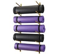 SaryEdge Wall Mount Yoga Mat Metal Shelf, Multi-Layer Large Capacity Foam Roller/Column Storage Stand, sopo(Level 6 Gold
