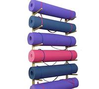 SaryEdge Wall Mount Yoga Mat Metal Shelf, Multi-Layer Large Capacity Foam Roller/Column Storage Stand, sopo(Level 9 Gold