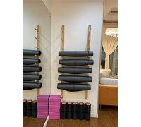 SaryEdge Wall Mount Yoga Mat Storage Organizer, Exercise Mat Display Rack with Wood Foam Rollers (9 Tiers