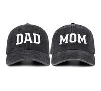SaryHome Mom and Dad Hats Parents Grandpa and Grandma - Pregnancy Announcement Mom Dad Baseball Couples Cap - 2 Pcs New Parents Gifts, 01.black Mom & Black Dad-1, One size