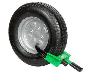 SAS Green V2 Compact Wheelclamp for Small Trailer Wheels and Ride on Mowers