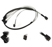 SAS MiniSAS SFF-8643 to 4 Ports SATA Cable with Sideband Connector - 100 cm
