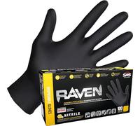 SAS Safety 66518 Raven Powder-Free Disposable Black Nitrile 6 Mil Gloves, Large, 100 Gloves by Weight