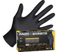 SAS Safety 66518 Raven Powder-Free Disposable Black Nitrile 6 Mil Gloves, Large, 100 Gloves by Weight