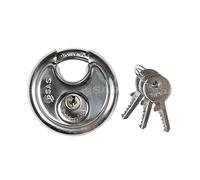 SAS Security Products Disc Padlock, Stainless Steel, 9.5mm Hardened Steel Shackle, Weather-Resistant, Heavy-Duty, for Sheds, Gates and Storage