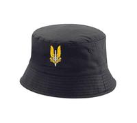 SAS Special Air Service Printed Beechfield Bucket Hat Cotton Cap (UK, Alpha, L, Black)