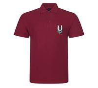 SAS Special Air Service Who Dares Wins Flaming Blue Dagger Insignia Embroidered Mens Polo Shirt British Army Military Embroidery (UK, Alpha, XXL, Regular, Regular, Maroon)