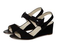 SAS Women's Carine Quarter Strap Wedge Sandals, Black Suede, 6 UK