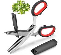 SASACIA Herb Scissors with 5 Blades & Cleaning Kit, Stainless Steel Kitchen Shears for Herbs, Lettuce, Cilantro, Dishwasher Safe, Soft-Grip Handle