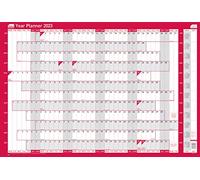 Sasco 2023 Original Year Wall Planner with wet wipe pen & sticker pack, Red, Poster Style, 915mmW x 610mmH. 2410191