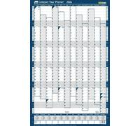 Sasco 2024 Compact Yearly Wall Planner, Paper Mini Whiteboard Poster Style Dry Erase Calendar, Small Wall Planner with Dry Erase Pen & Stickers, Wall Chart & Notice Board, Portrait, Blue, 405x610mm