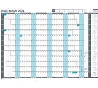 Sasco 2024 Value Yearly Wall Planner Set, Board Mounted Whiteboard Style Dry Erase Calendar, Large Wall Planner, Blue, 915 x 610mm, 2410236