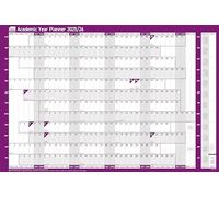 Sasco 2025-2026 Academic Year Wall Planner, August to July School & University Wall Planner Set, Paper Large Whiteboard Poster Style Dry Erase Calendar, Purple, 915x610mm, 2410251