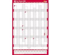 SASCO Compact Unmounted Year Planner 2025 English 40.5 (W) x 61 (H) cm Red