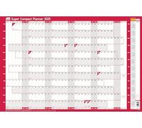 Sasco 2025 Super Compact Yearly Wall Planner, Paper Mini Whiteboard Poster Style Dry Erase Calendar, Small Wall Planner with Dry Erase Pen & Stickers, Wall Chart, Blue, 400x285mm, 2410241