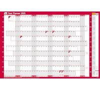 Sasco 2025 Yearly Wall Planner Set, Paper Whiteboard Poster Style Dry Erase Calendar, Large Wall Planner with Marker Pen, Pen Clip & Stickers, Blue, 915 x 610mm, 2410239