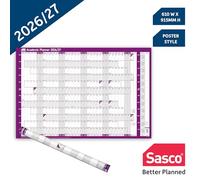 Sasco 2026/27 Academic Year Wall Planner, 91.5 x 61cm, Purple