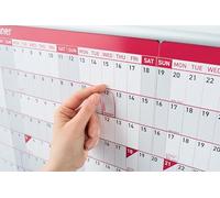 Sasco 2026 Compact Year Wall Planner Landscape with wet wipe pen & sticker pack, Blue, Poster Style, 610mmW x 405mmH