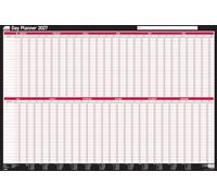 Sasco 2027 Day Wall Planner with wet wipe pen & pack of 700 stickers, Black & Red, Board Mounted, 915mmW x 610mmH
