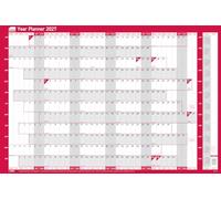 Sasco 2027 Original Year Wall Planner with wet wipe pen, pack of 378 stickers & Today sticker, Red, Poster Style, 915mmW x 610mmH