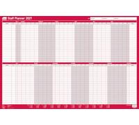 Sasco 2027 Staff Year Wall Planner with wet wipe pen & pack of 700 stickers, Red, Board Mounted, 915mmW x 610mmH