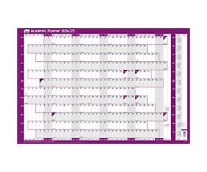 Sasco Academic Unmounted Year Planner 2027, 2028 English 91.5 (W) x 61 (H) cm Purple