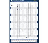 Sasco 2026 Compact Year Wall Planner 610W x 405mmH Landscape with Wet Wipe Pen &