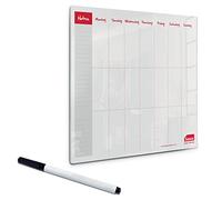 Sasco Semi Transparent Acrylic Mini Whiteboard Weekly Planner, Desktop, Frameless, Dry Erase, 300 x 300, Includes Whiteboard Pen, 2410178