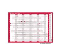SASCO Mounted Year Planner 2026 English 91.5 (W) x 61 (H) cm Red