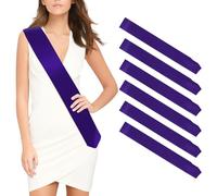 Sash 6pcs Blank Sash Purple Satin Sashes Christmas Bridesmaid Sash Pageant Sash Plain Sash DIY Sash Party Accossories Sash Unprinted for Birthday Hen Party Wedding Homecoming Prom Baby Shower