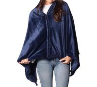 Sash & Bloom Heated Shawl in Navy - With Heated Pockets - Muscles & Joints Pain Relief - Rechargeable Battery Pack - Fast & Adjustable Heat - Lightweight Design - Auto Shut-Off - Machine Washable