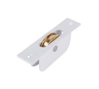 Sash Heritage 1 3/4 Inch Brass Wheel Pulley With Steel Square Faceplate - White