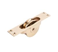 Sash Heritage Cast Brass Pulley Square Faceplate - Polished Brass