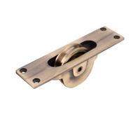 Sash Heritage Cast Brass Sash Window Pulley With Wide Faceplate - Antique Brass