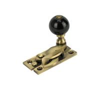 Sash Heritage Claw Fastener With Black Ceramic Knob (Non-Locking) - Antique Brass