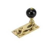 Sash Heritage Claw Fastener With Black Ceramic Knob (Non-Locking) - Polished Brass