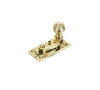 Sash Heritage Claw Fastener With Reeded Knob (Locking) - Polished Brass
