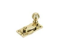 Sash Heritage Claw Fastener With Reeded Knob (Non-Locking) - Polished Brass