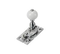 Sash Heritage Claw Fastener With White Ceramic Knob (Locking) - Polished Chrome