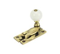 Sash Heritage Claw Fastener With White Ceramic Knob (Non Locking) - Antique Brass