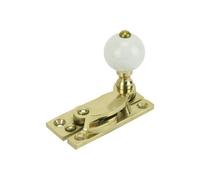 Sash Heritage Claw Fastener With White Ceramic Knob (Non Locking) - Polished Brass