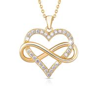 Sash & Soph Infinity Heart Necklace for Women. 925 Sterling Silver Heart Necklace for Girlfriend, Love Heart Pendant on 18" Chain with 2" Extender (Rose Gold or Gold Plated), Sterling Silver,