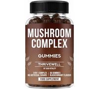 Sash Vitality 8-in-1 Mushroom Gummies Complex - 6,000mg High Strength - Includes Lions Mane and Cordyceps for Brain Focus - No Artificial Sugars or Sweeteners - Blackcurrant Flavour - 60 Vegan Gummies