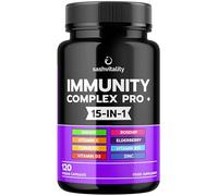 Sash Vitality Immunity Complex Pro+ Immune System Booster with Vitamin D3 - High Strength Immune Support Supplements Immune System Vitamins Zinc, Elderberry, B12, C, Turmeric & More-120 Vegan Capsules