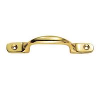 Loops Sash Window Bow Shaped Lift Handle - 102 x 12mm - 28mm Proj - Polished Brass | Sliding Sash Window Fitting - Traditional Style Pull Lift Window Handle - Sash Window Fixture