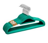 Sasha Morel Velvet Hangers 20 Pack - Non-Slip Clothes Hangers with 360° Swivel Hook & Tie Organisers, Slim, Space-Saving Closet Hangers for Coats, Suits & Dresses - Wardrobe Organiser (Teal)