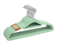 Sasha Morel Velvet Hangers 20 Pack - Non-Slip Clothes Hangers with 360° Swivel Hook & Tie Organisers, Slim, Space-Saving Closet Hangers for Coats, Suits & Dresses - Wardrobe Organiser (Mint Green)