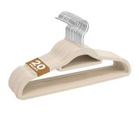 Sasha Morel 20 Pack Velvet Coat Hangers - Non Slip Velvet Hangers for Clothes, Space Saving Adult Hangers with Tie Organizer & Swivel Hooks - Clothes Hangers Wardrobe Storage - Cream